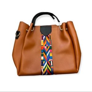 Tote bag embroidered, Strapped Purse With Detachable Wallet